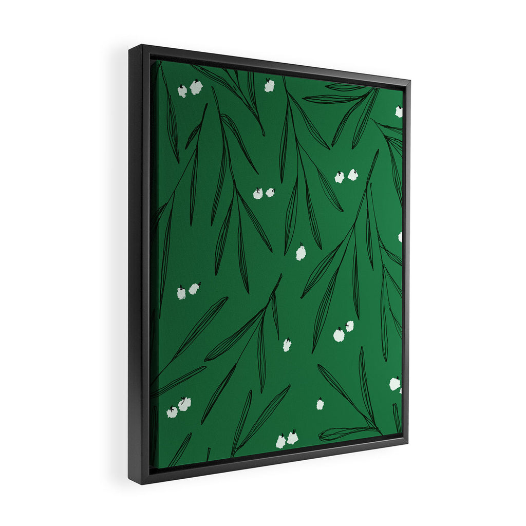 Green leaves pattern Framed Canvas Print Gallery Image 2
