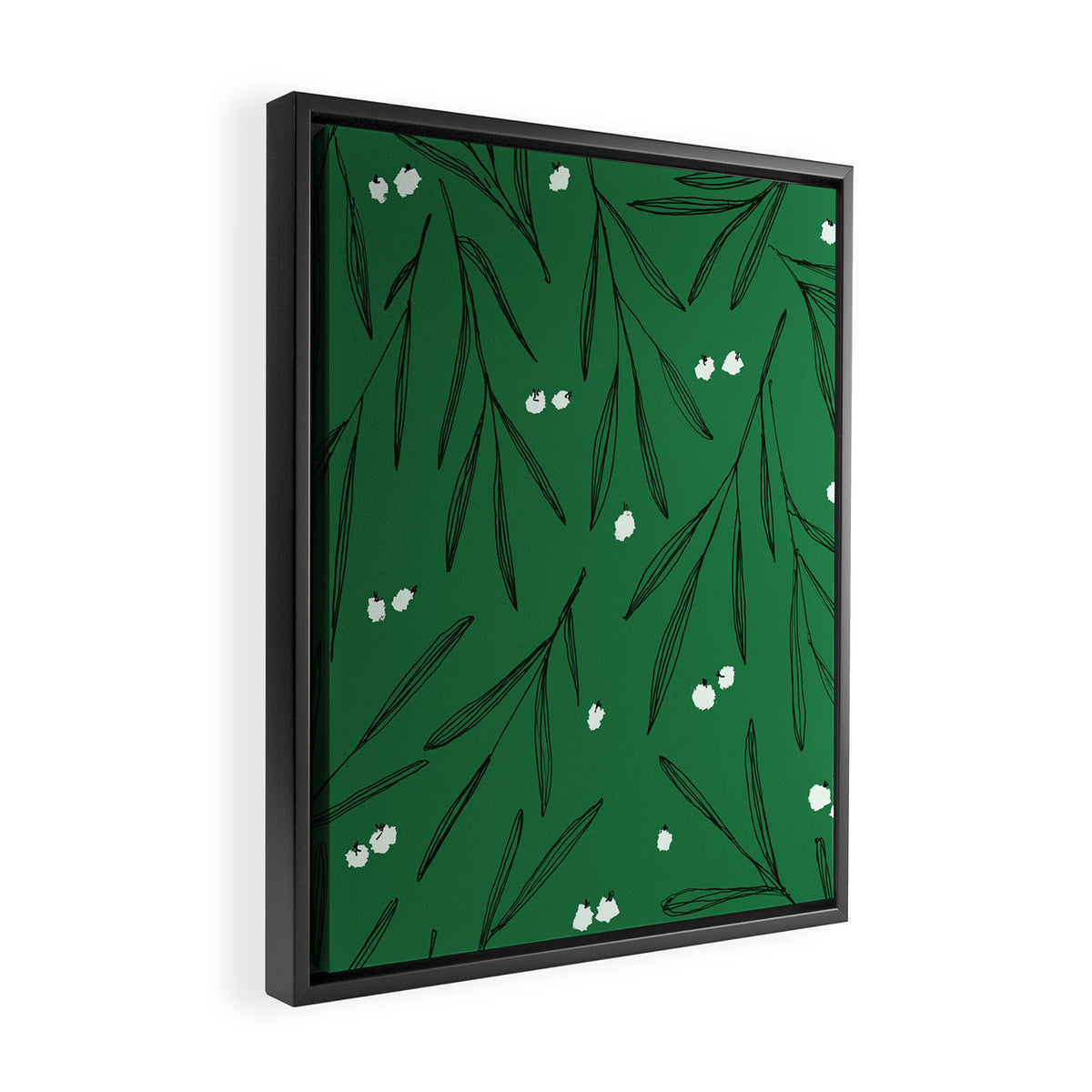 Green leaves pattern Framed Canvas Print Gallery Image 2