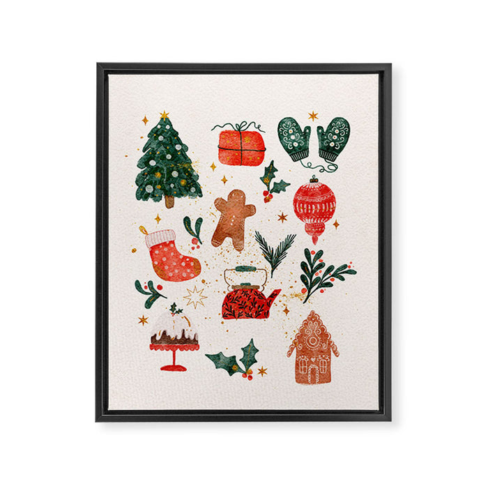 Holiday essentials illustration Framed Canvas Print Gallery Image 1
