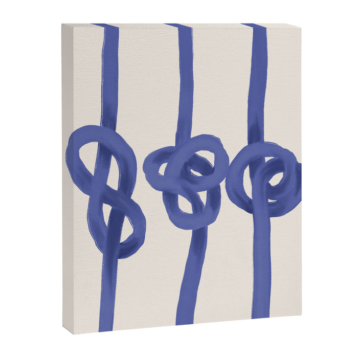 Knotted Rope Art  Minimalist Blue on Cream Illustration Canvas Print Gallery Image 1