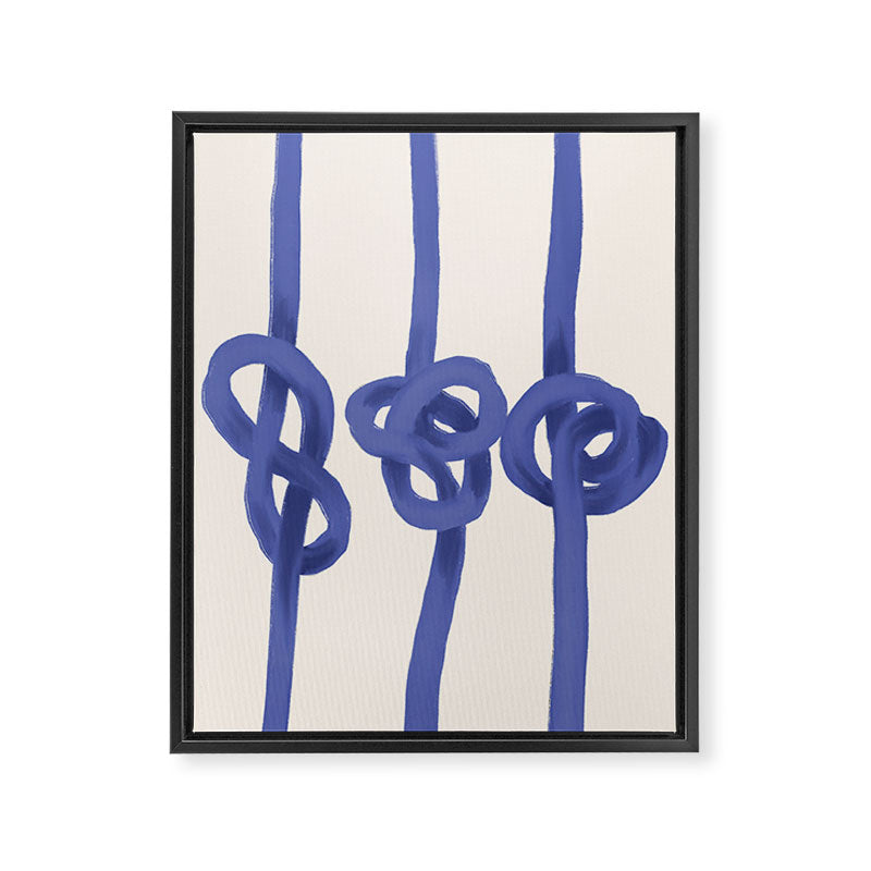Knotted Rope Art  Minimalist Blue on Cream Illustration Framed Canvas Print Gallery Image 8