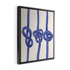 Knotted Rope Art  Minimalist Blue on Cream Illustration Framed Canvas Print Gallery Image 2