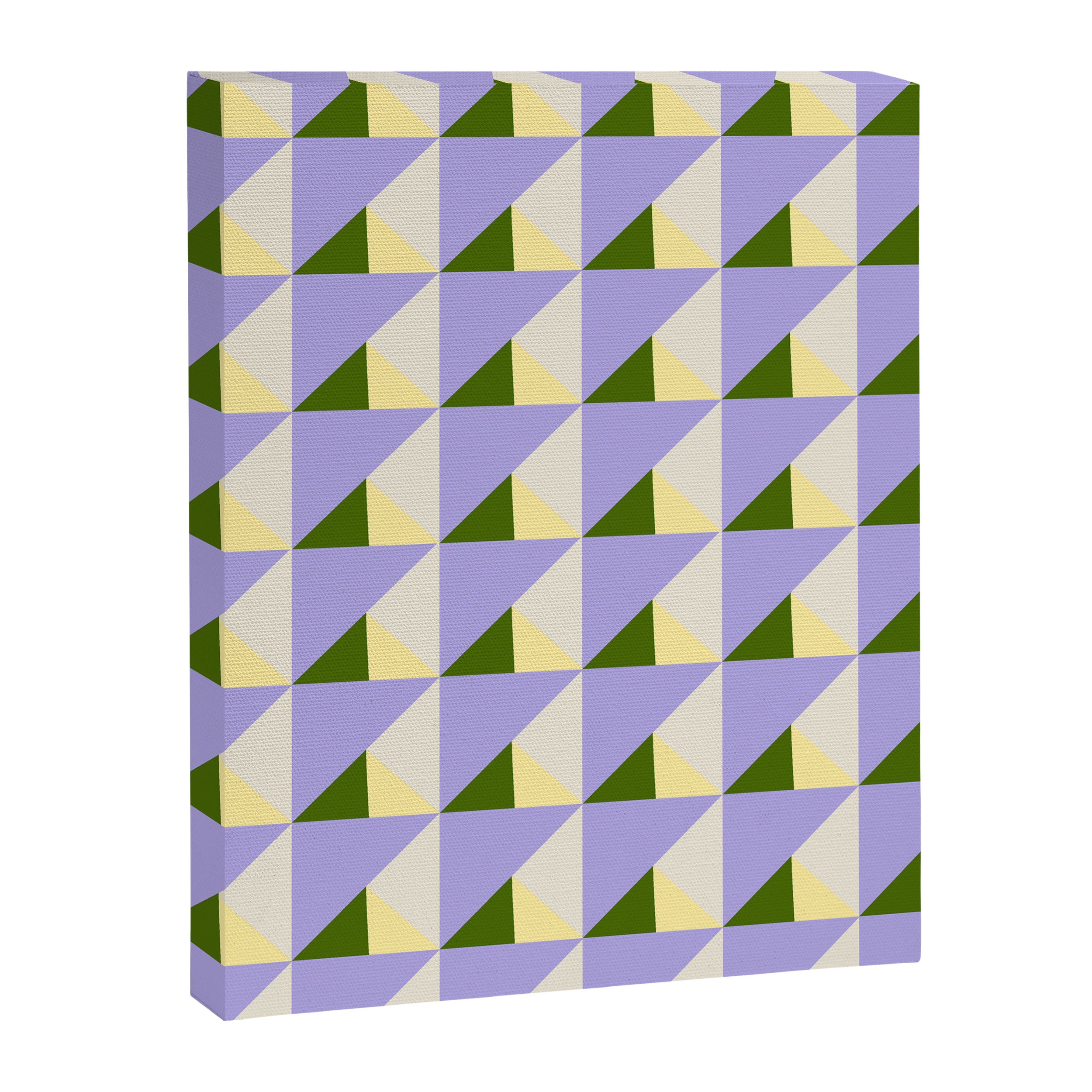 Lavender Triangle Pattern  Calm Geometric Abstract in Cream yellow and Olive Green Canvas Print Gallery Image 8