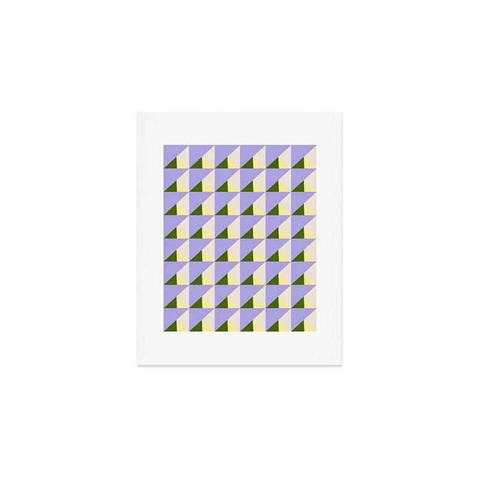 Lavender Triangle Pattern  Calm Geometric Abstract in Cream yellow and Olive Green Art Print Gallery Image 1