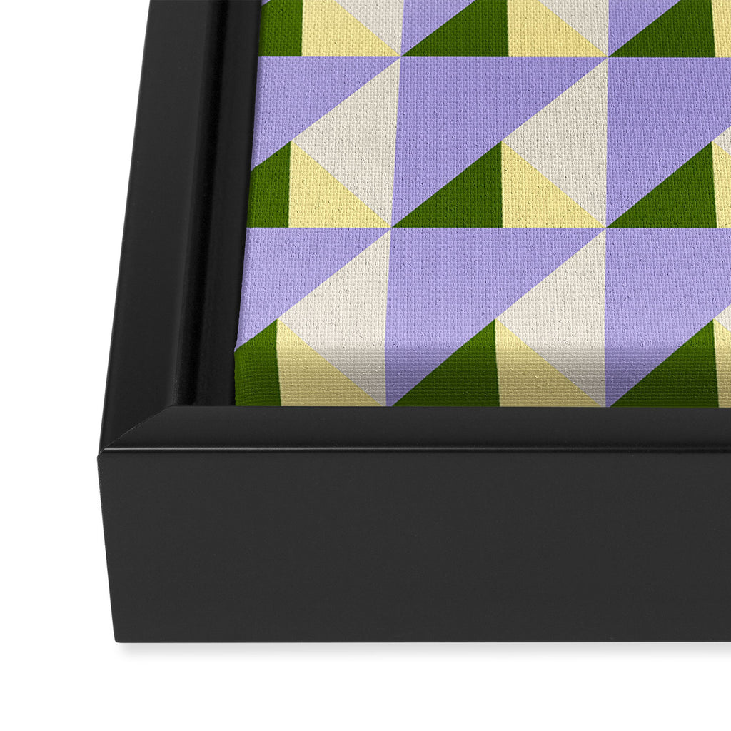 Lavender Triangle Pattern  Calm Geometric Abstract in Cream yellow and Olive Green Framed Canvas Print Gallery Image 3