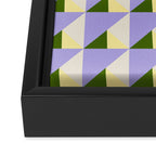 Lavender Triangle Pattern  Calm Geometric Abstract in Cream yellow and Olive Green Framed Canvas Print Gallery Image 3