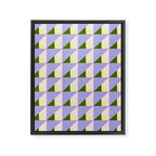 Lavender Triangle Pattern  Calm Geometric Abstract in Cream yellow and Olive Green Framed Canvas Print Gallery Image 8