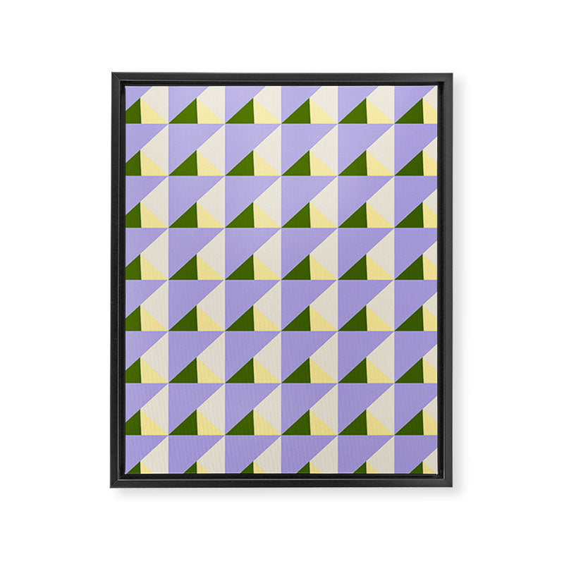 Lavender Triangle Pattern  Calm Geometric Abstract in Cream yellow and Olive Green Framed Canvas Print Gallery Image 8
