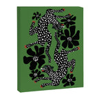 Leopards pattern art print on green background Canvas Print Gallery Image 8