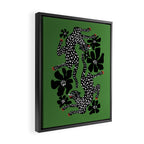 Leopards pattern art print on green background Framed Canvas Print Gallery Image 2