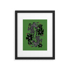 Leopards pattern art print on green background Framed Art Print Gallery Image 6
