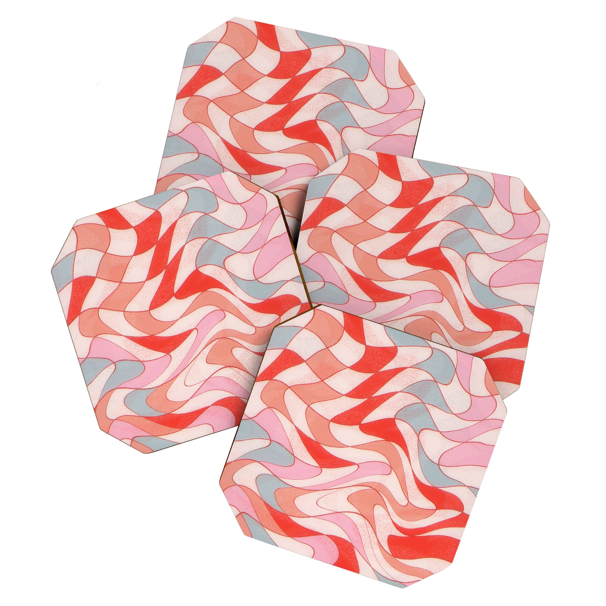 Liquid pinky abstract retro pattern  Coaster Gallery Image 1
