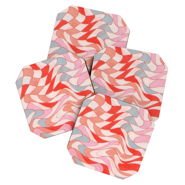 Liquid pinky abstract retro pattern  Coaster Gallery Image 1