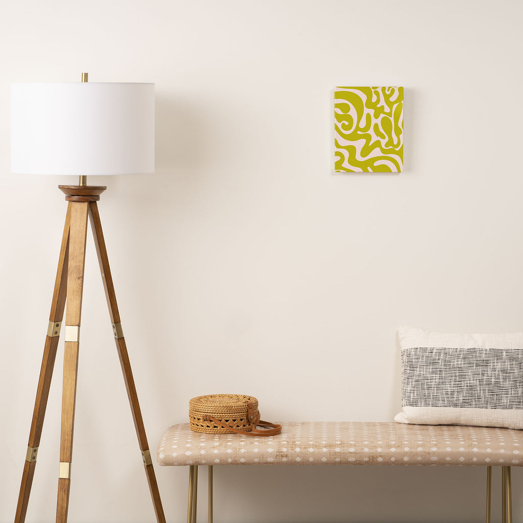 Liquid swirl retro vintage pattern in cyber lime creamy  Canvas Print Gallery Image 2
