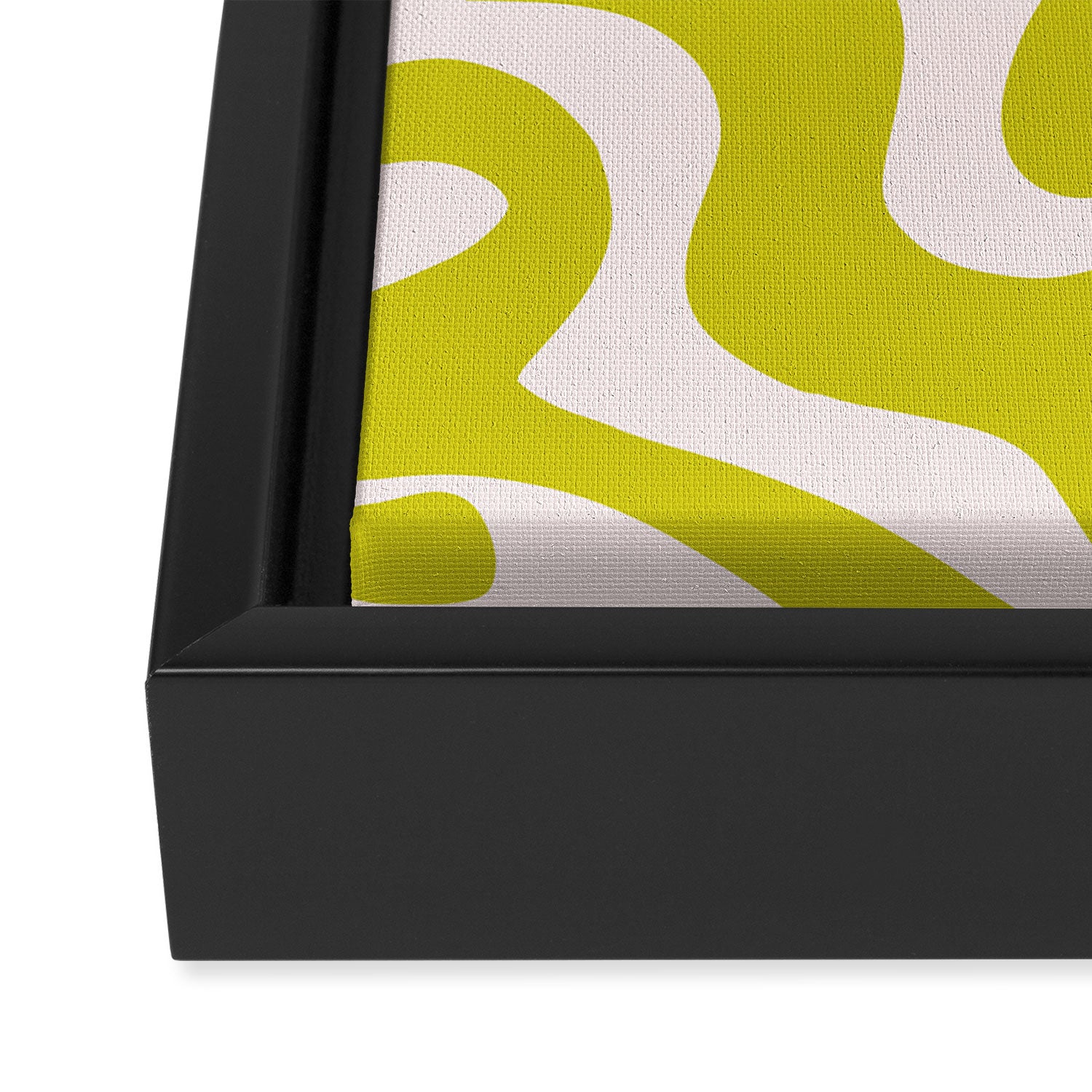 Liquid swirl retro vintage pattern in cyber lime creamy  Framed Canvas Print Gallery Image 3