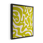Liquid swirl retro vintage pattern in cyber lime creamy  Framed Canvas Print Gallery Image 2