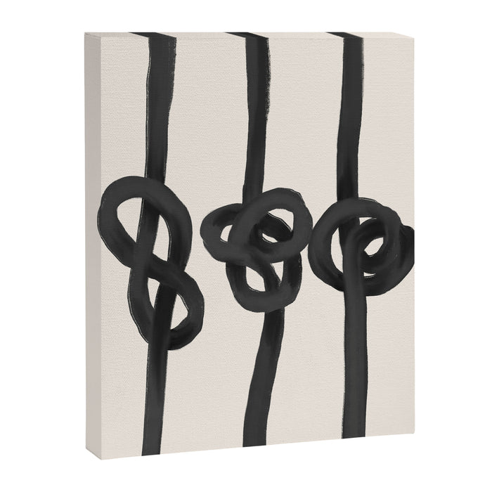Minimalist Black Knot Abstract Art on Neutral Background Canvas Print Gallery Image 1
