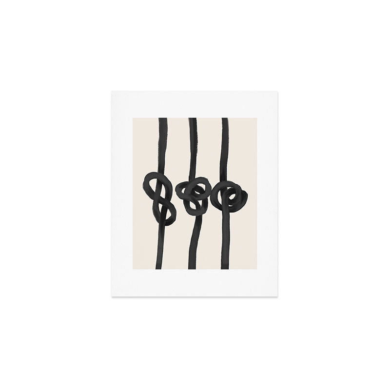 Minimalist Black Knot Abstract Art on Neutral Background Art Print Gallery Image 1