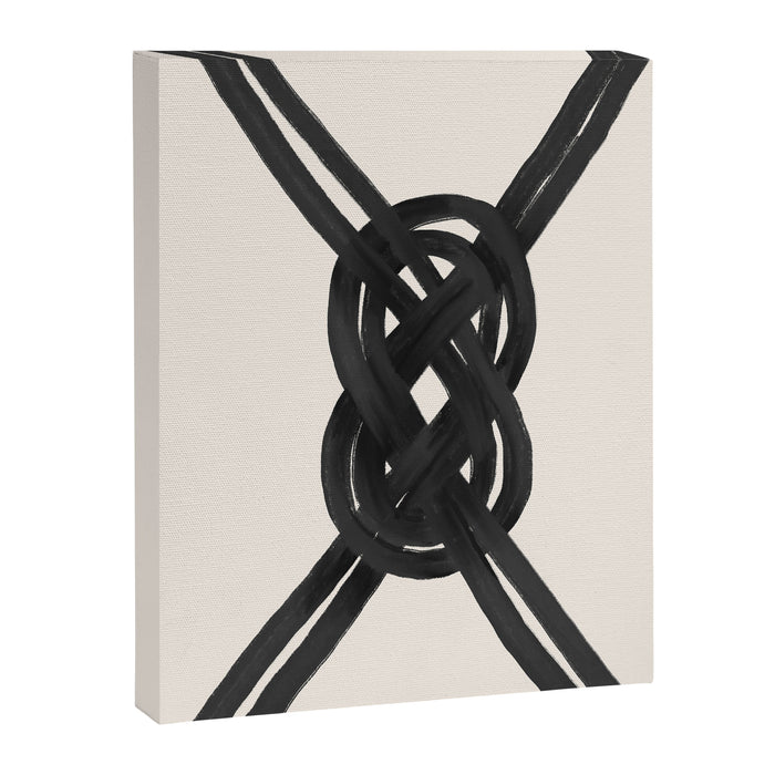 Minimalist Black Knot Abstract on Neutral Background Canvas Print Gallery Image 1