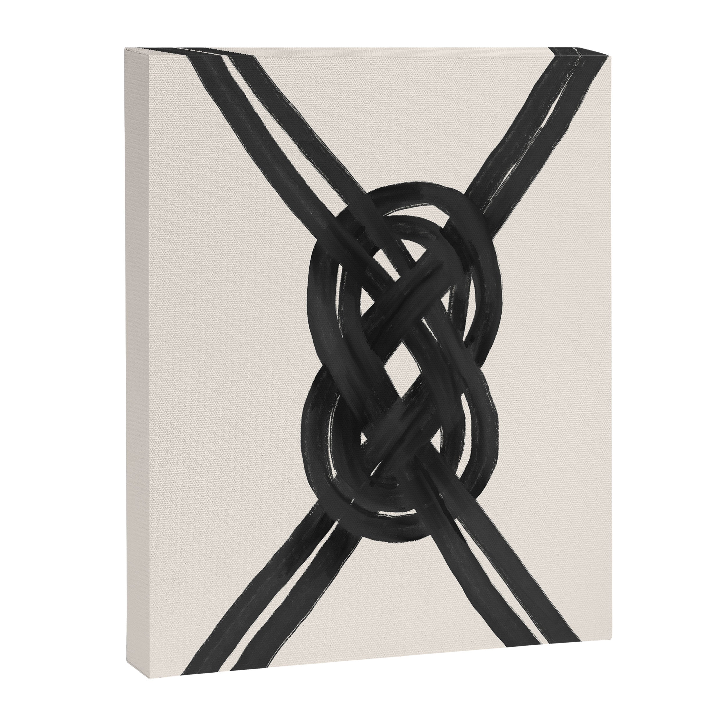 Minimalist Black Knot Abstract on Neutral Background Canvas Print Gallery Image 8