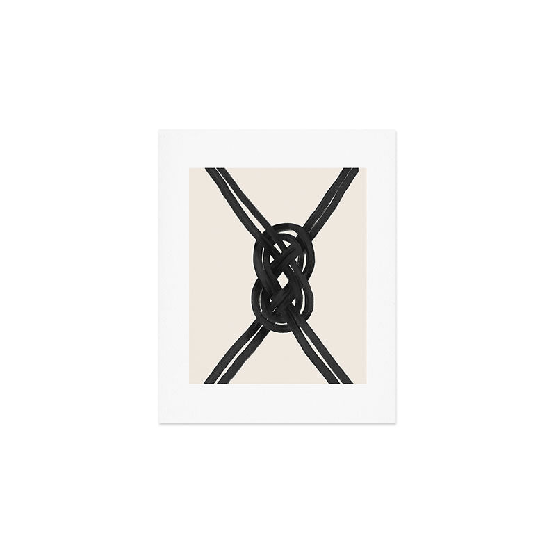 Minimalist Black Knot Abstract on Neutral Background Art Print Gallery Image 1