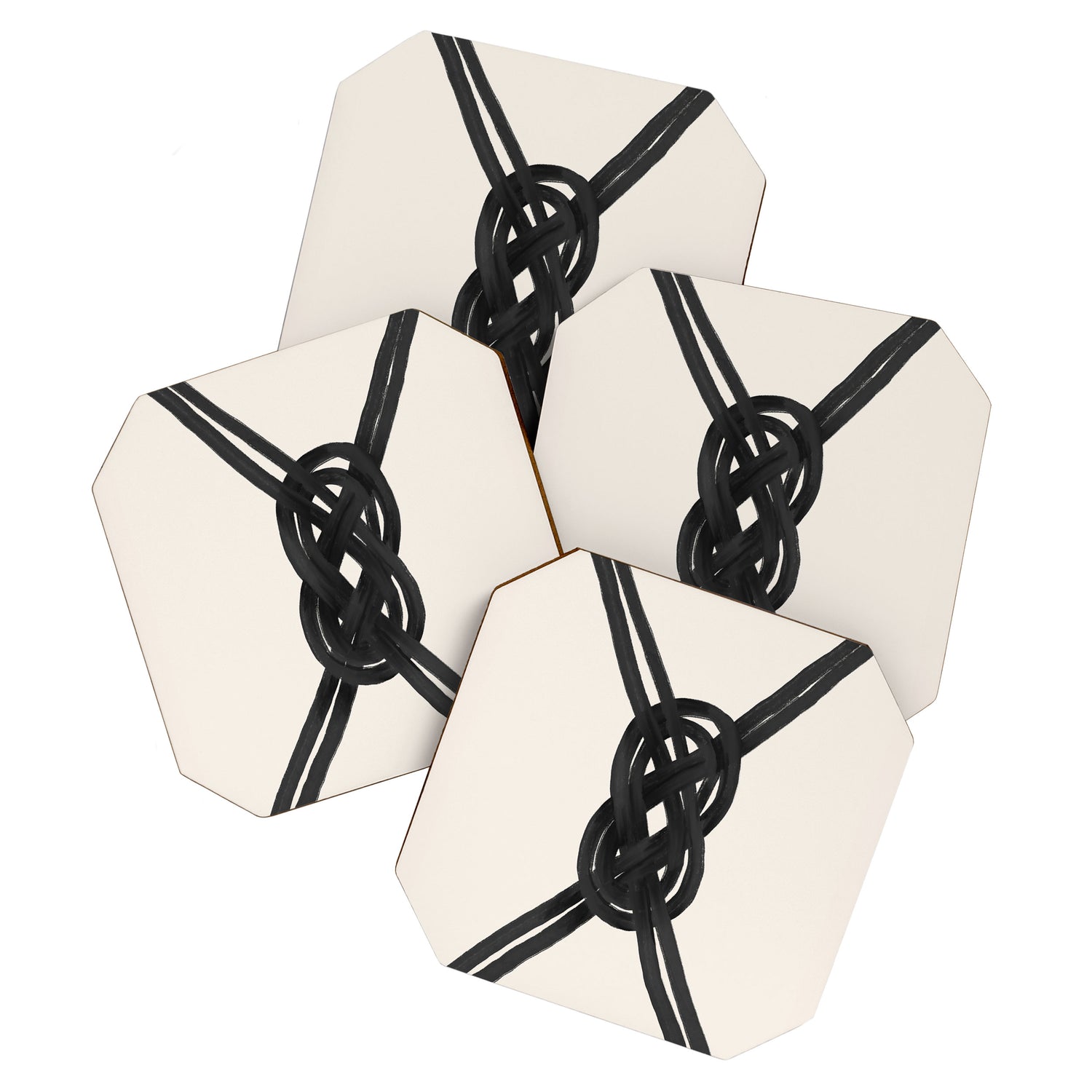 Minimalist Black Knot Abstract on Neutral Background Coaster Gallery Image 1
