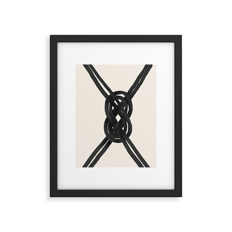 Minimalist Black Knot Abstract on Neutral Background Framed Art Print Gallery Image 6