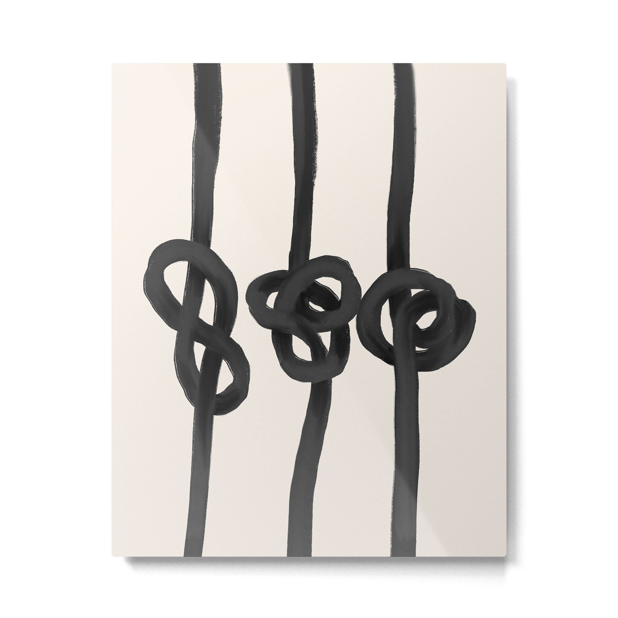 Minimalist Black Knot Abstract Art on Neutral Background Metal Print Gallery Image 6
