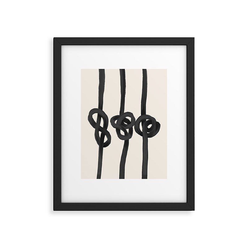 Minimalist Black Knot Abstract Art on Neutral Background Framed Art Print Gallery Image 6