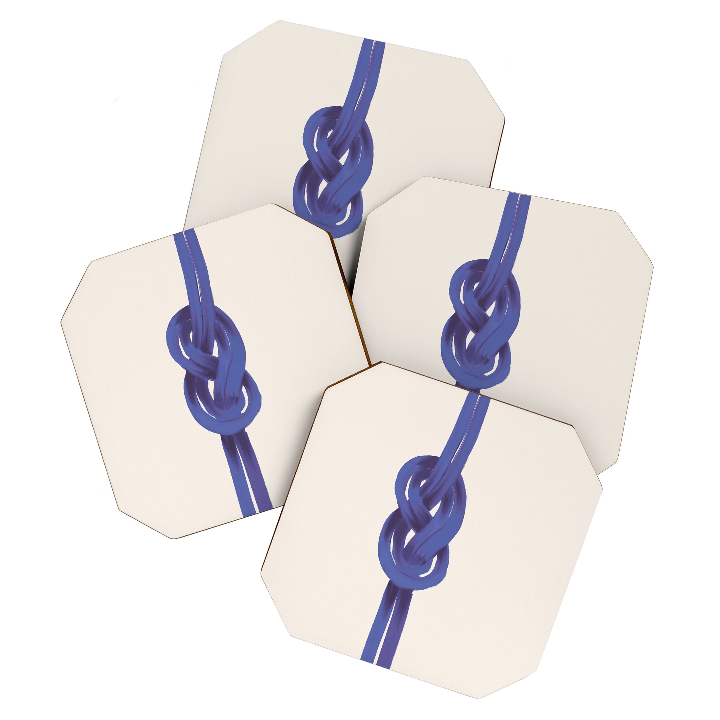 Minimalist Knot Art in Rich Blue Tones Elegant Abstract Illustration Coaster Gallery Image 1