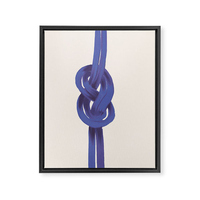 Minimalist Knot Art in Rich Blue Tones Elegant Abstract Illustration Framed Canvas Print Gallery Image 1