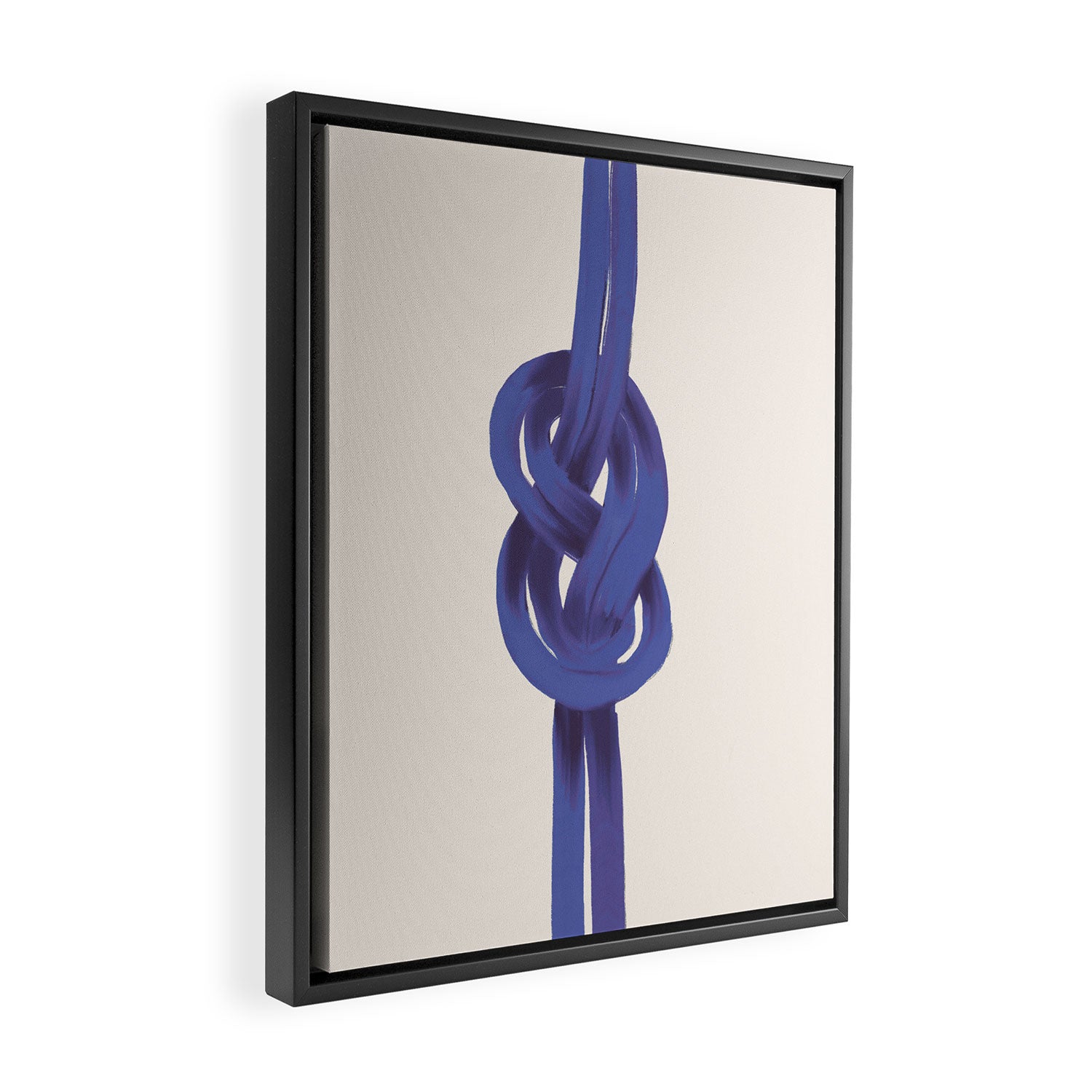 Minimalist Knot Art in Rich Blue Tones Elegant Abstract Illustration Framed Canvas Print Gallery Image 2