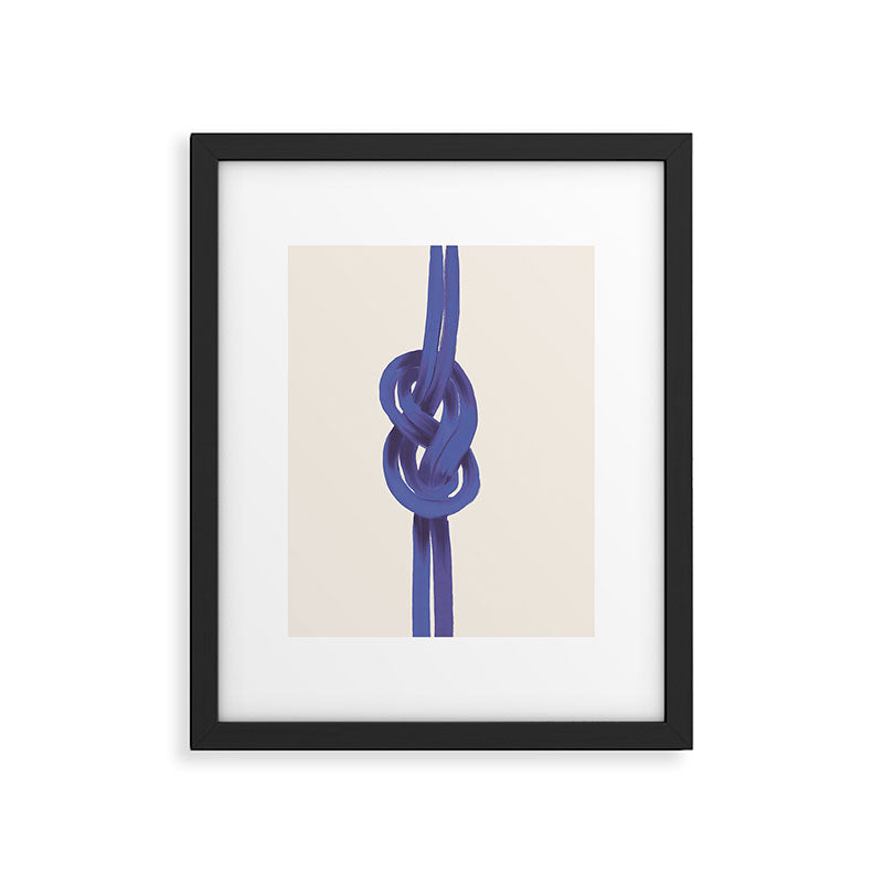 Minimalist Knot Art in Rich Blue Tones Elegant Abstract Illustration Framed Art Print Gallery Image 6