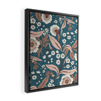 Mocha Mousse and Teal Winter Floral Pattern Elegant Vintage Botanical Design  Framed Canvas Print Gallery Image 2