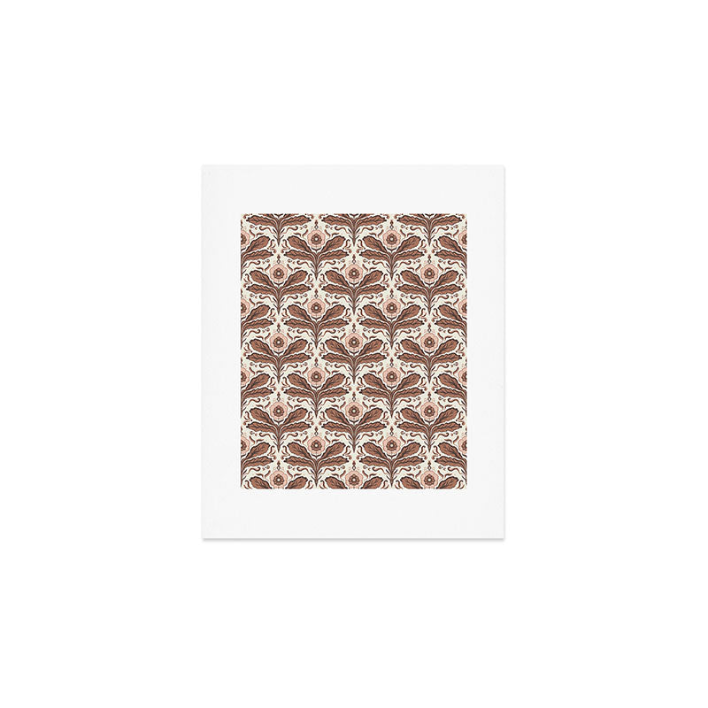 Mocha Mousse Art Deco Floral Vintage Symmetrical Botanical Pattern Art Print Gallery Image 1