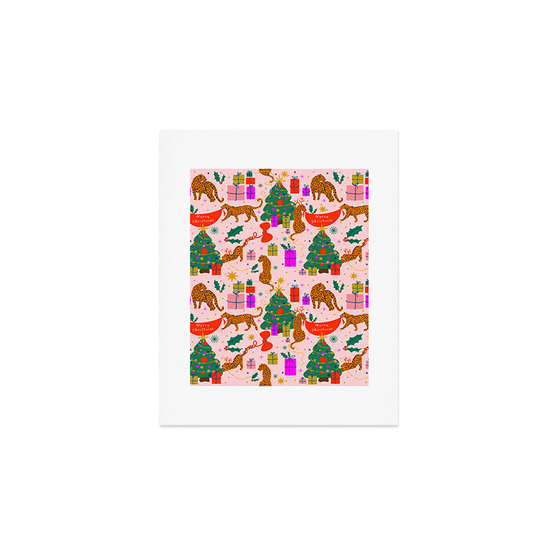 Modern abstract festive leopards in Christmas party Art Print Gallery Image 1