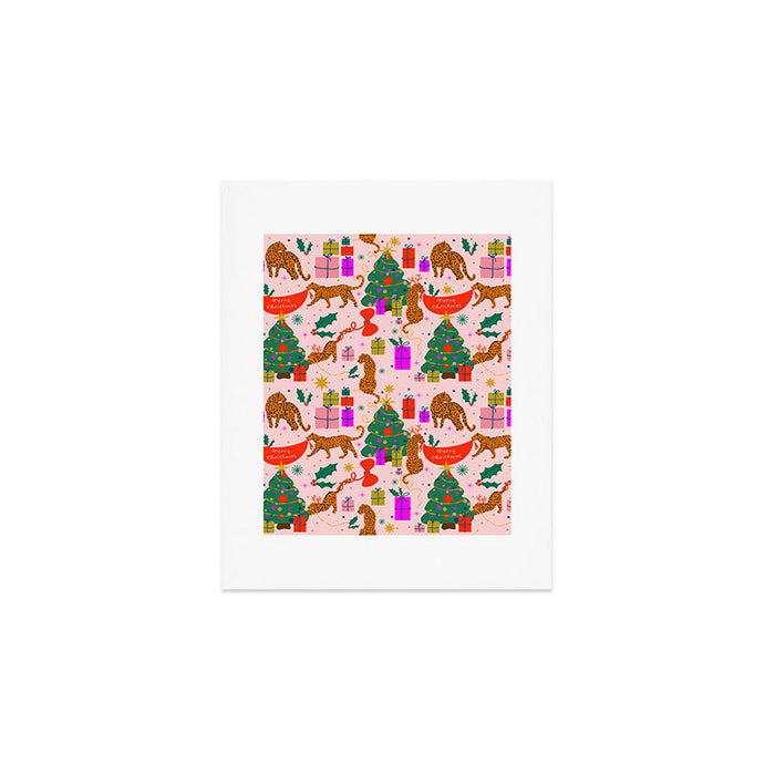 Modern abstract festive leopards in Christmas party Art Print Gallery Image 1
