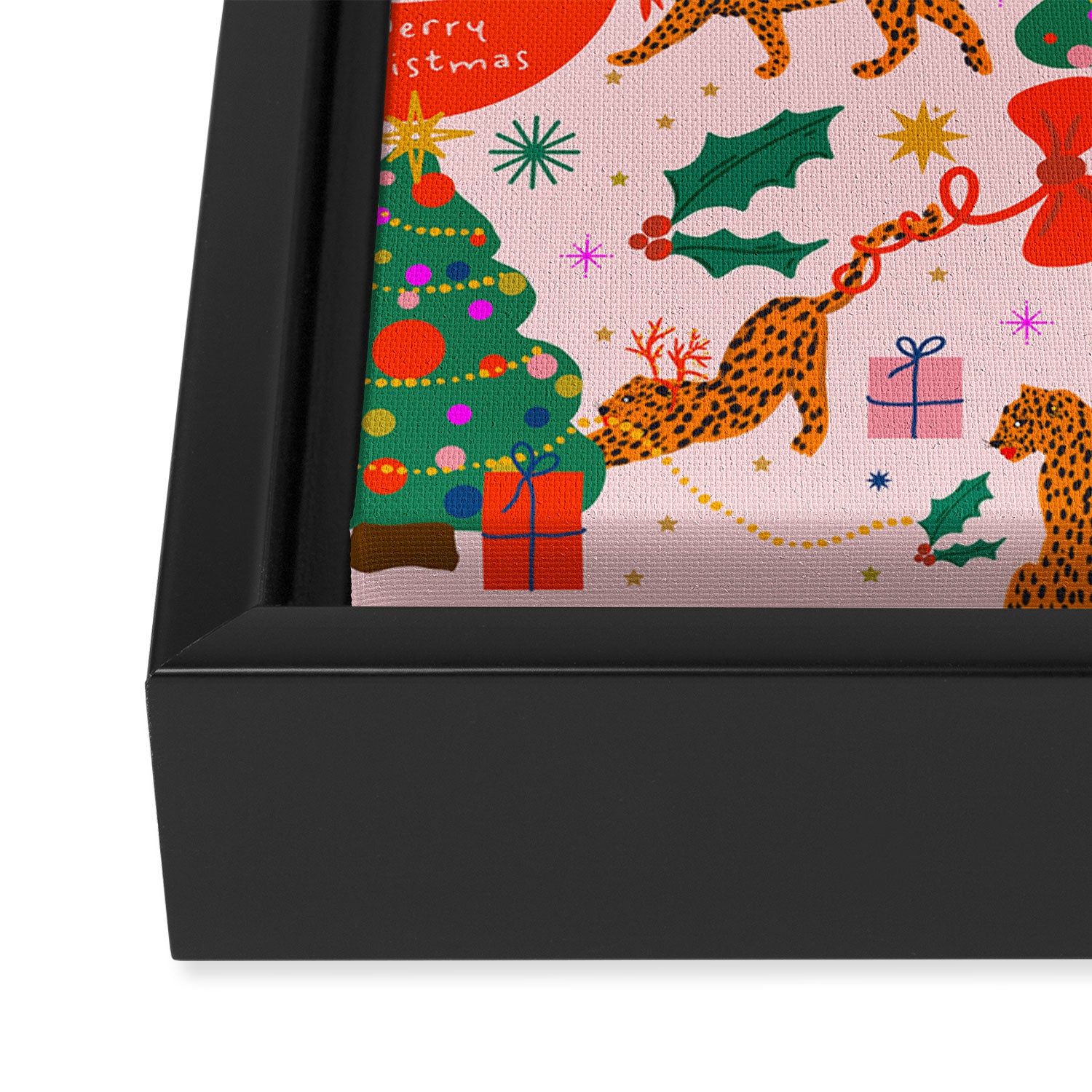 Modern abstract festive leopards in Christmas party Framed Canvas Print Gallery Image 3