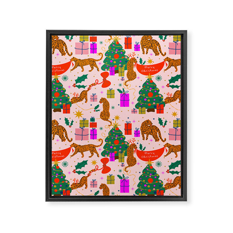 Modern abstract festive leopards in Christmas party Framed Canvas Print Gallery Image 8