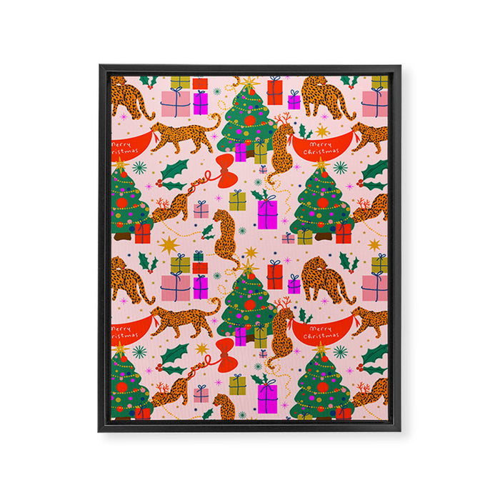 Modern abstract festive leopards in Christmas party Framed Canvas Print Gallery Image 1