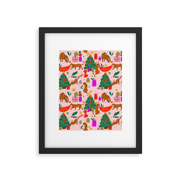 Modern abstract festive leopards in Christmas party Framed Art Print Gallery Image 1