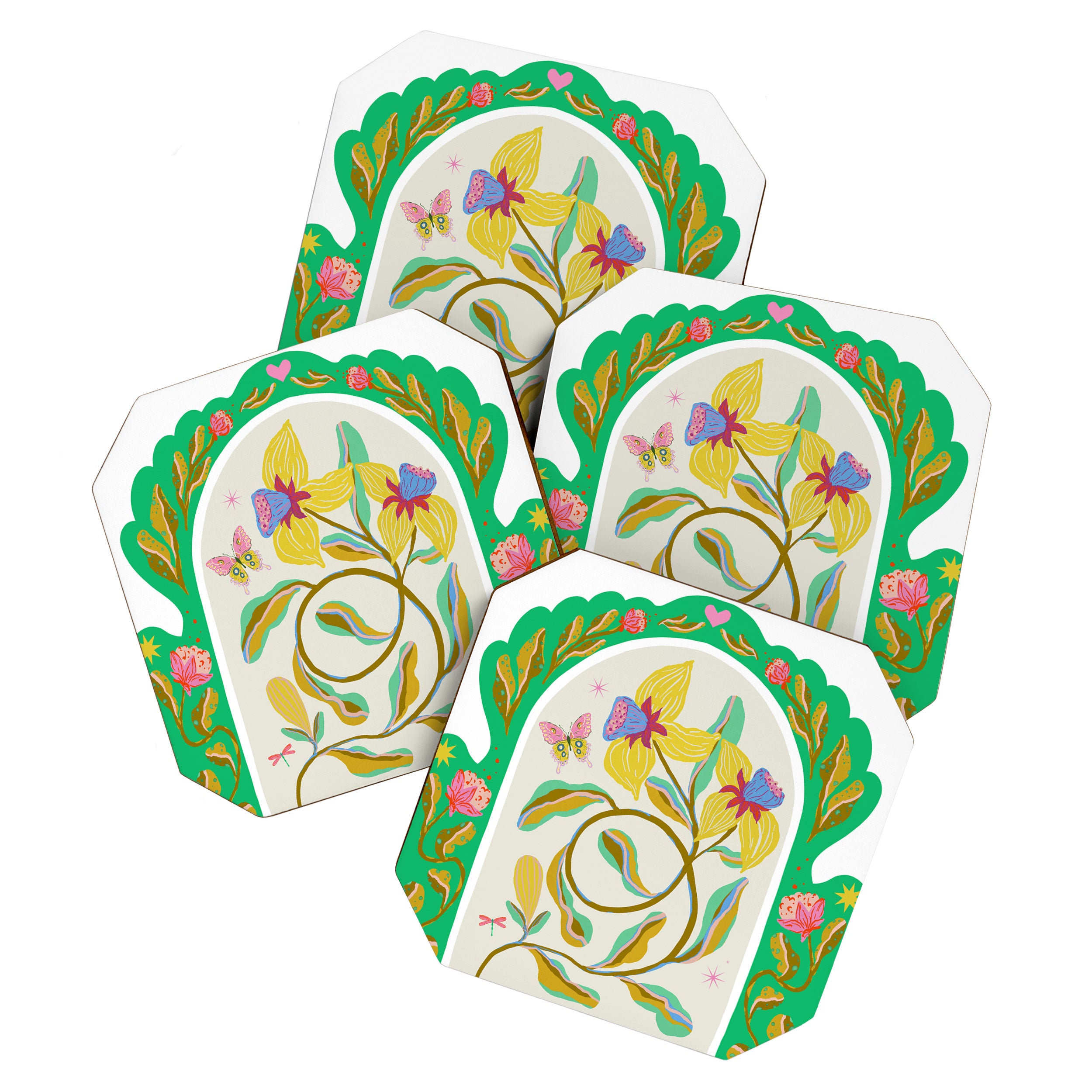 Modern abstract flowers dance Coaster Gallery Image 1