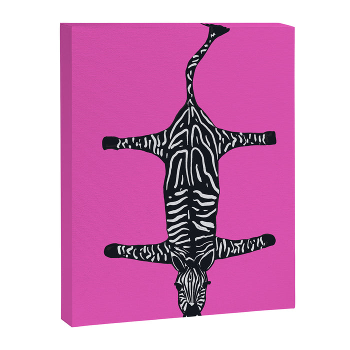 Modern abstract minimalistic zebras illustration in fuchsia pink background  Canvas Print Gallery Image 1