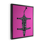 Modern abstract minimalistic zebras illustration in fuchsia pink background  Framed Canvas Print Gallery Image 2