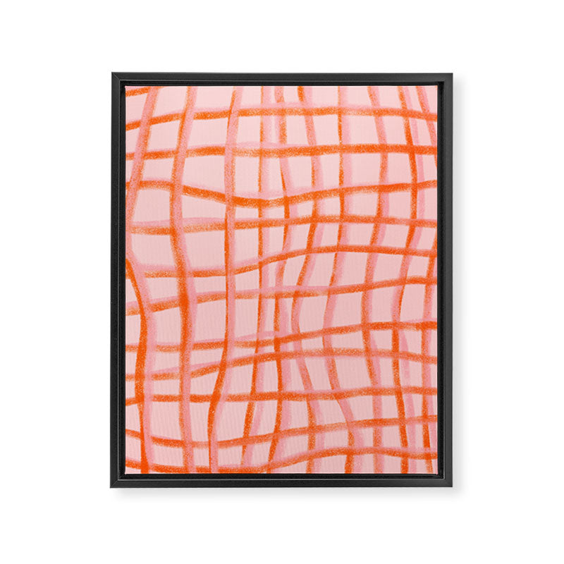 Modern abstract red and pink grids  Framed Canvas Print Gallery Image 8