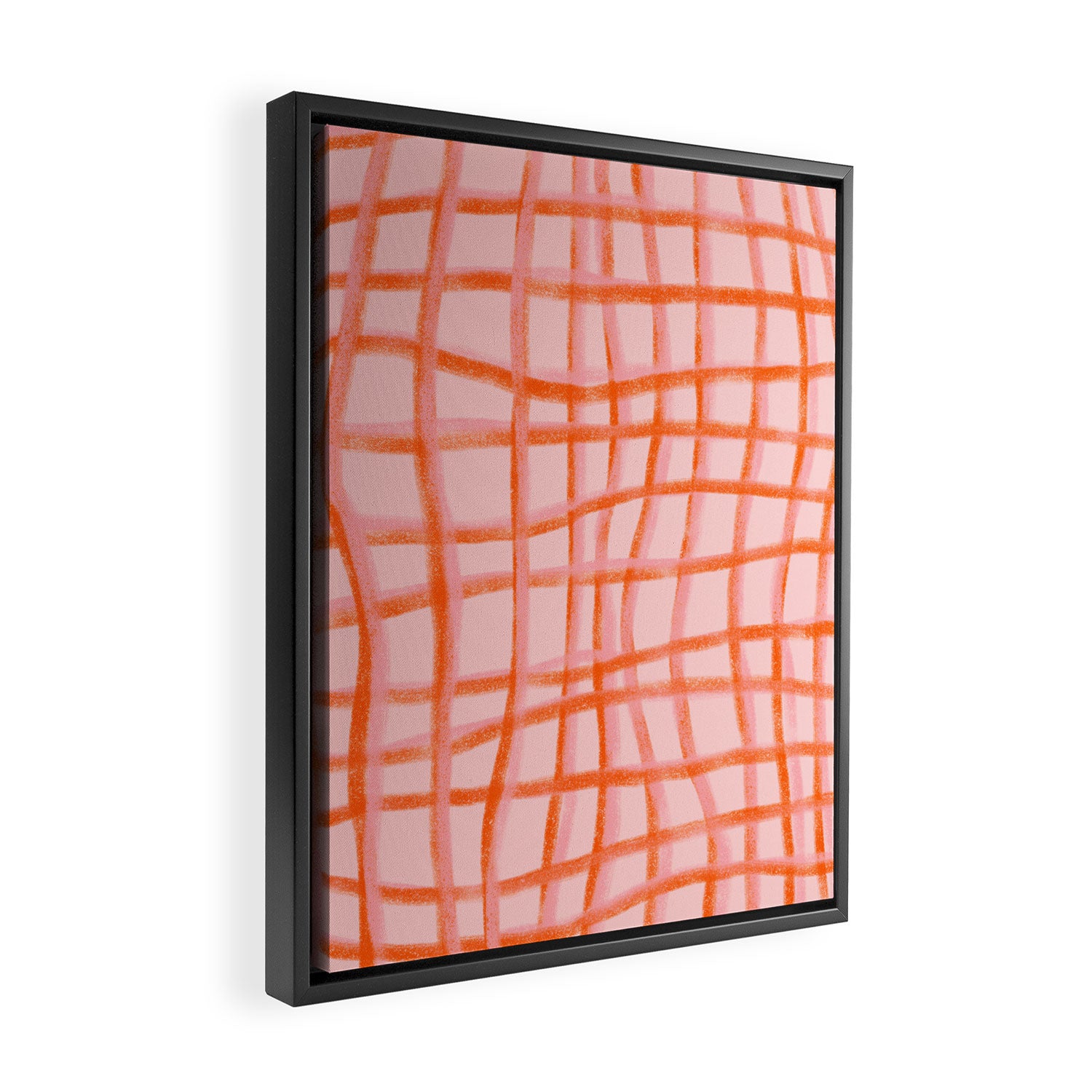 Modern abstract red and pink grids  Framed Canvas Print Gallery Image 2