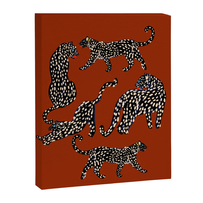 Modern black cheetah with white dots  Canvas Print Gallery Image 1
