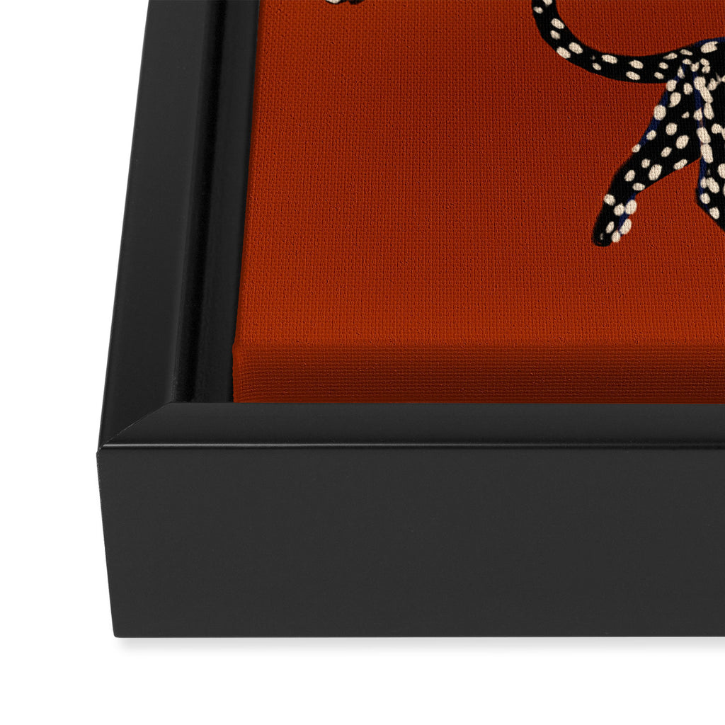 Modern black cheetah with white dots  Framed Canvas Print Gallery Image 3