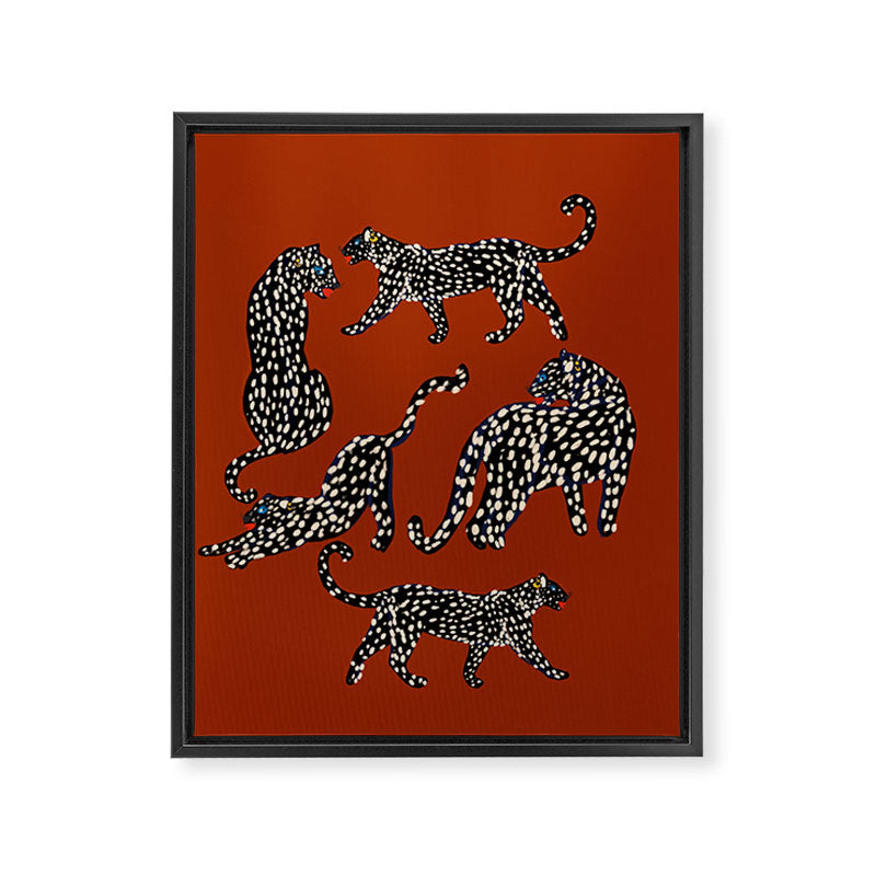 Modern black cheetah with white dots  Framed Canvas Print Gallery Image 8