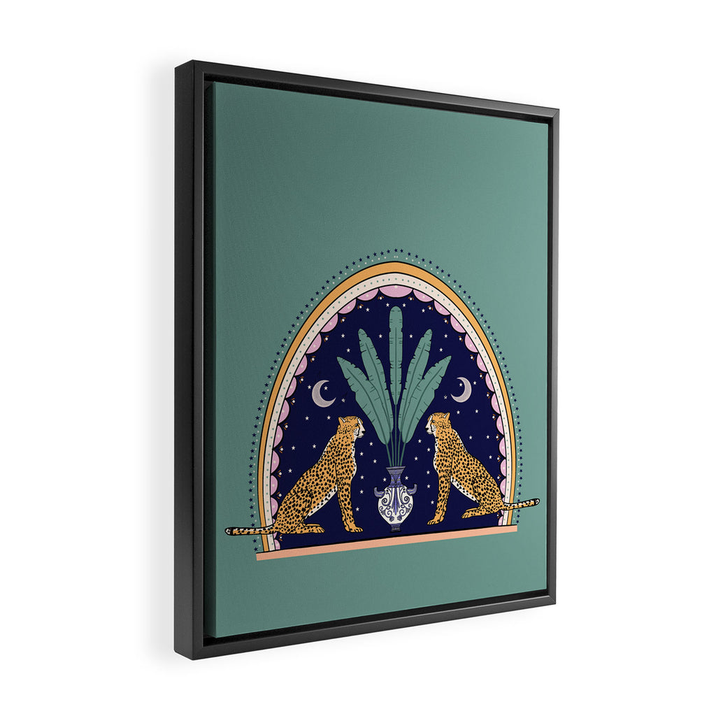 Modern cheetah couple in Middle East  Framed Canvas Print Gallery Image 2